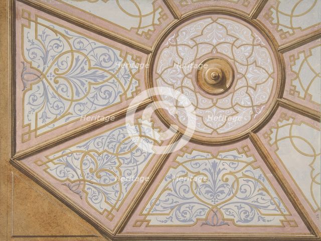 Design for the painted decoration of a ceiling, 1830-97. Creators: Jules-Edmond-Charles Lachaise, Eugène-Pierre Gourdet.