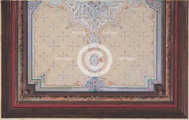 Design for the painted decoration of a ceiling with bursts and filagree, 1830-97. Creators: Jules-Edmond-Charles Lachaise, Eugène-Pierre Gourdet.