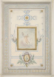 Design for the painted decoration of a ceiling with the monogram: AS, 1830-97. Creators: Jules-Edmond-Charles Lachaise, Eugène-Pierre Gourdet