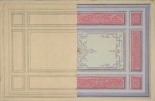 Design for the painted decoration of a ceiling in strapwork and rinceaux, second half 19th century. Creators: Jules-Edmond-Charles Lachaise, Eugène-Pierre Gourdet