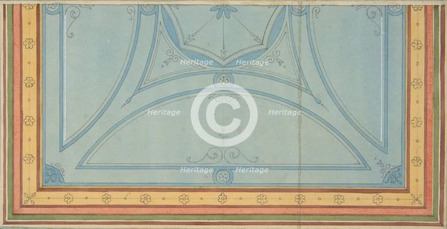 Design for the painted decoration of a ceiling, second half 19th century. Creators: Jules-Edmond-Charles Lachaise, Eugène-Pierre Gourdet.