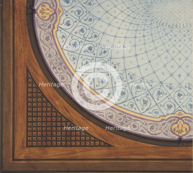 Design for the painted decoration of a ceiling, second half 19th century. Creators: Jules-Edmond-Charles Lachaise, Eugène-Pierre Gourdet.