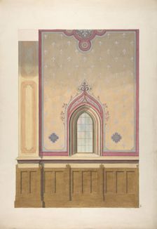 Design for the painted decoration of a wall pierced by an arched window, second half 19th century. Creators: Jules-Edmond-Charles Lachaise, Eugène-Pierre Gourdet