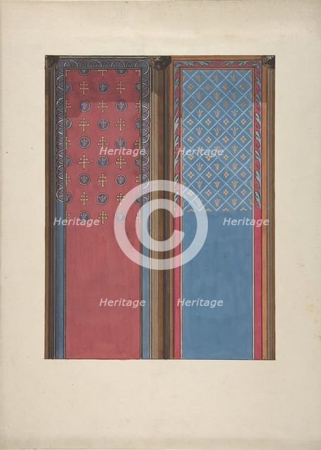 Design for the painted decoration of panels, second half 19th century. Creators: Jules-Edmond-Charles Lachaise, Eugène-Pierre Gourdet.