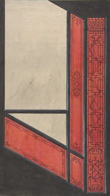 Design for the painted decoration in the Chinese style for the stairway..., 2nd half 19th century. Creators: Jules-Edmond-Charles Lachaise, Eugène-Pierre Gourdet
