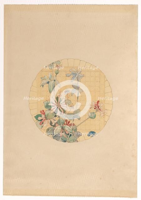 Design for the painting of motif for the manufacture Vieillard in Bordeaux, with honeysuckle, c.1875 Creator: Anon.