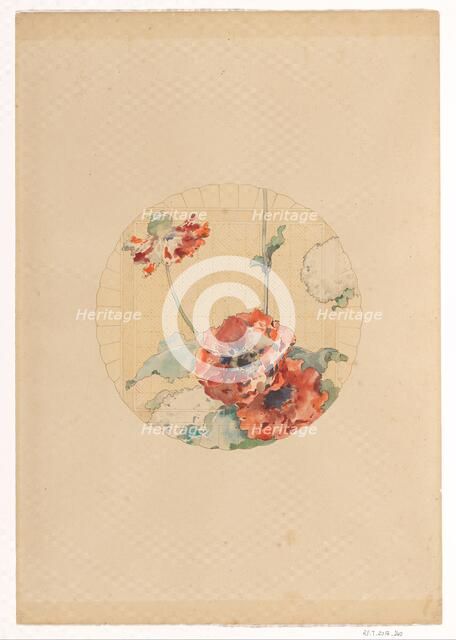 Design for the painting of signs for the manufacture Vieillard in Bordeaux, with poppies, c.1875-c.1 Creator: Anon.