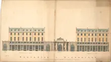 Design for the redevelopment of the Burlington House site, Piccadilly, Westminster, London..., c1811 Creator: Samuel Ware