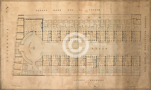 Design for the redevelopment of the Burlington House site, Piccadilly, Westminster, London..., c1811 Creator: Samuel Ware.