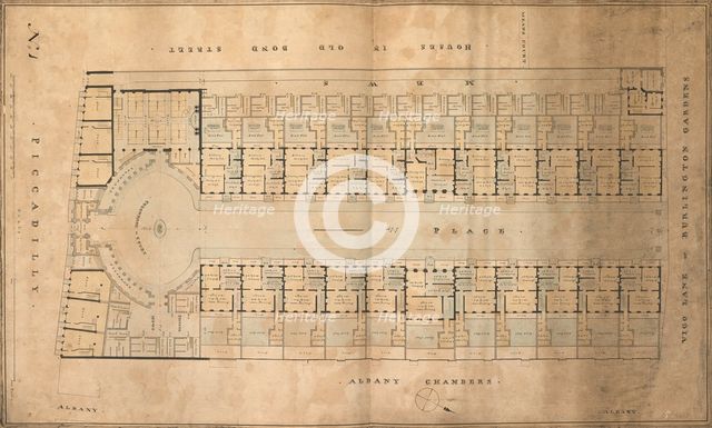 Design for the redevelopment of the Burlington House site, Piccadilly, Westminster, London..., c1811 Creator: Samuel Ware.