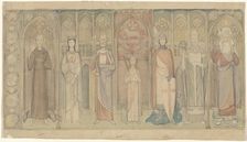 Design for the Tweede Bossche Wand: seven standing saints., c. 1869-c. 1925. Creator: Antoon Derkinderen