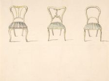 Design for Three Chairs with Curved Backs (verso: Sketch for a Sideboard), early 19th century. Creator: Anon