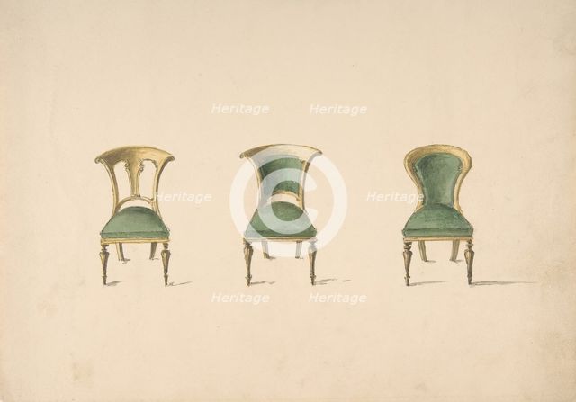 Design for Three Chairs with Green Upholstery, early 19th century. Creator: Anon.
