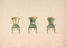 Design for Three Chairs with Green Upholstery, early 19th century. Creator: Anon