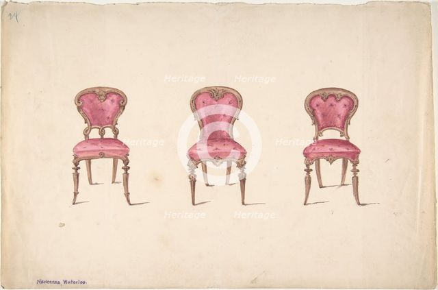 Design for Three Chairs with Red Upholstery, early 19th century. Creator: Anon.
