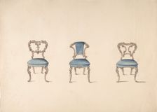 Design for Three Chairs Upholstered in Blue, early 19th century. Creator: Anon