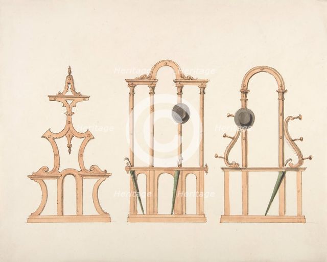 Design for Three Hat and Umbrella Stands, ca. 1830-40 . Creator: Anon.