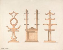 Design for Three Hat or Coat Racks, early 19th century. Creator: Anon