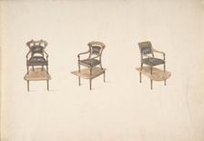 Design for Three Small Elevated Armchairs, early 19th century. Creator: Anon