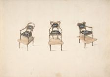 Design for Three Small Elevated Armchairs, early 19th century. Creator: Anon