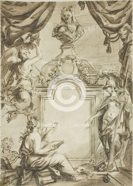 Design for Title page: Clio Taking Dictation from Minerva, n.d. Creator: Gerard de Lairesse.