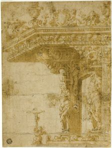 Design for Tomb with Canopy, c. 1550. Creator: Marco Marchetti