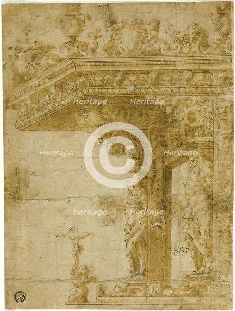 Design for Tomb with Canopy, c. 1550. Creator: Marco Marchetti.