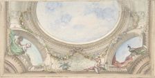 Design for Trompe L'Oeil Ceiling for Dining Room, Hôtel de Trévise, 1850-1910. Creators: Jules-Edmond-Charles Lachaise, Eugène-Pierre Gourdet
