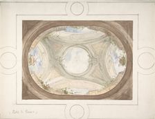 Design for Trompe L'Oeil Ceiling for Dining Room, Hôtel de Trévise, 1850-1910. Creators: Jules-Edmond-Charles Lachaise, Eugène-Pierre Gourdet