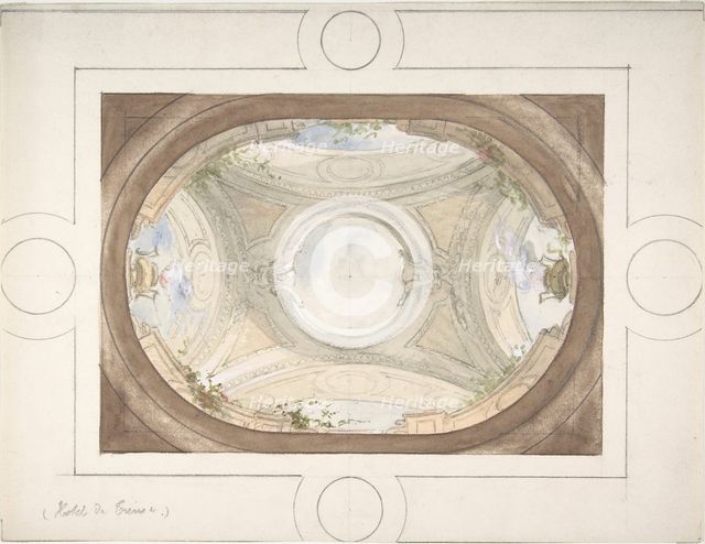 Design for Trompe L'Oeil Ceiling for Dining Room, Hôtel de Trévise, 1850-1910. Creators: Jules-Edmond-Charles Lachaise, Eugène-Pierre Gourdet.