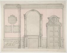 Design for treatment of a chimney-piece and adjacent door, 1830-97. Creators: Jules-Edmond-Charles Lachaise, Eugène-Pierre Gourdet