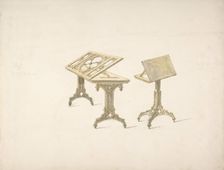 Design for Two Bookstands on Casters, early 19th century. Creator: Anon