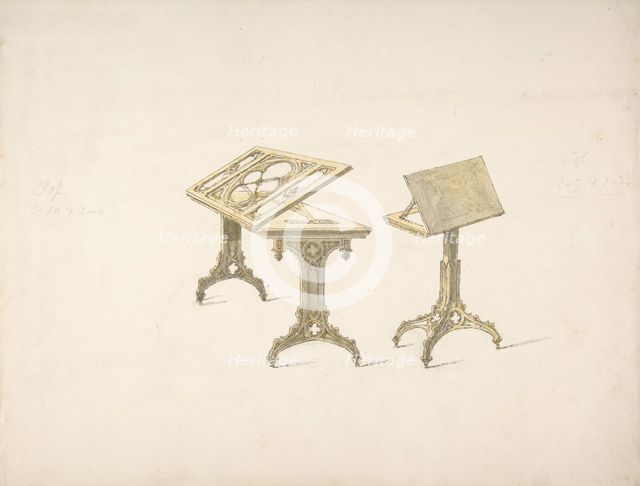 Design for Two Bookstands on Casters, early 19th century. Creator: Anon.