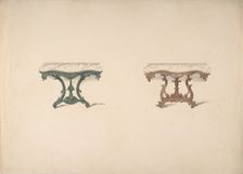 Design for Two Marble Topped Tables with Carved Legs, early 19th century. Creator: Anon