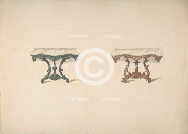 Design for Two Marble Topped Tables with Carved Legs, early 19th century. Creator: Anon.