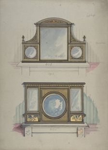 Design for Two Mirrors over Mantels, 1840-99. Creator: Anon