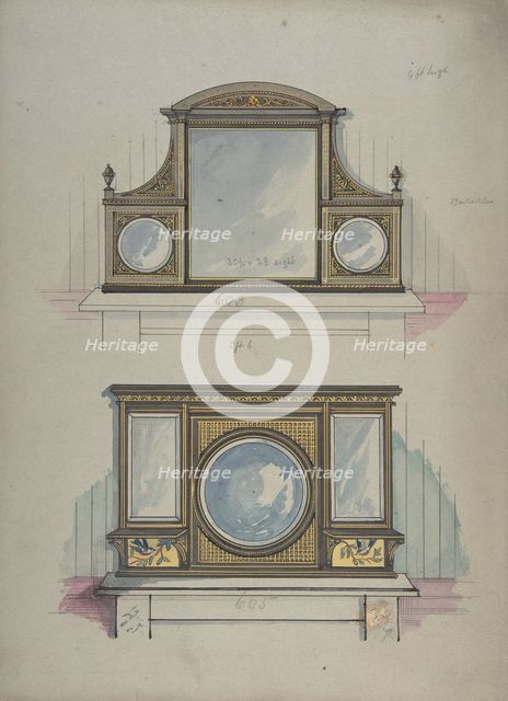 Design for Two Mirrors over Mantels, 1840-99. Creator: Anon.