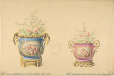 Design for Two Sèvres Porcelain Flower Pots, 19th century. Creator: Anon