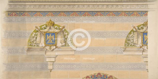 Design for Upper Wall Decoration, Farnborough, England, 1880-86. Creators: Jules-Edmond-Charles Lachaise, Eugène-Pierre Gourdet.