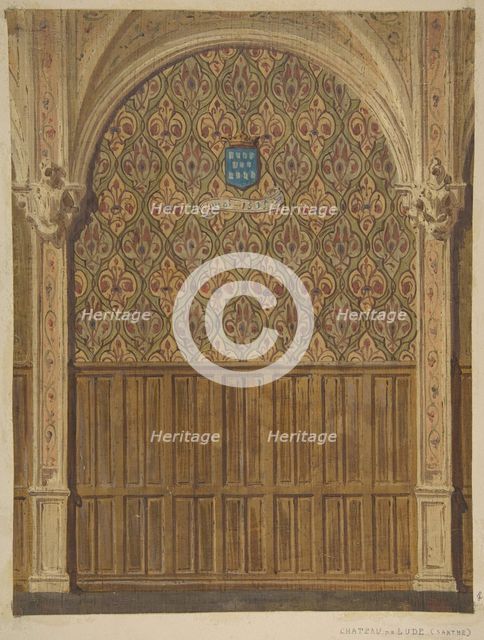 Design for wall decoration in a gallery of the Chateau de Lude, Sarthe, second half 19th century. Creators: Jules-Edmond-Charles Lachaise, Eugène-Pierre Gourdet.