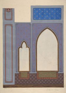 Design for wall decoration in the house of Baron Malet in Jouy-en-Josas (Seine et Gise), 1871. Creators: Jules-Edmond-Charles Lachaise, Eugène-Pierre Gourdet