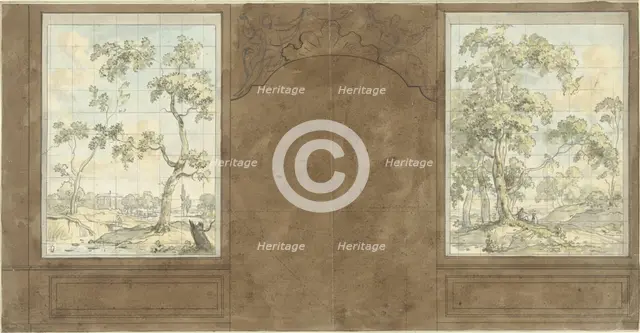 Design for wall painting in the hall of Jan de Groot, Keizersgracht 187, c.1752-c.1819.  Creator: Juriaan Andriessen.