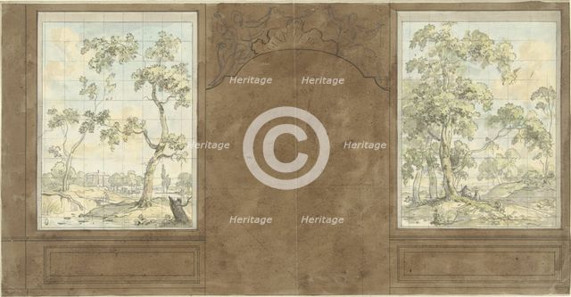 Design for wall painting in the hall of Jan de Groot, Keizersgracht 187, c.1752-c.1819.  Creator: Juriaan Andriessen.