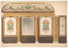 Design for wall panels with putti and flower garlands, second half 19th century. Creators: Jules-Edmond-Charles Lachaise, Eugène-Pierre Gourdet