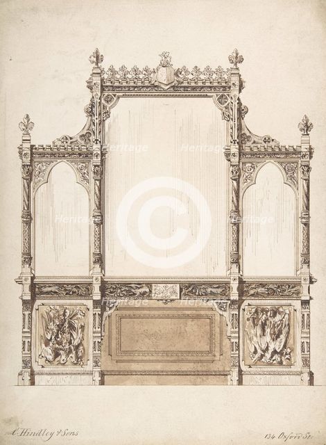 Design for Wall with Wooden Trim, 1841-84. Creator: Charles Hindley & Sons.