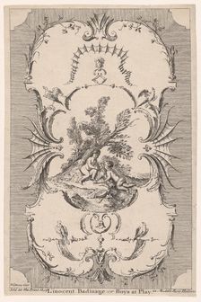 Design for Wallpaper "L'Innocent Badinage, or Boys at Play", ca. 1745-50., ca. 1745-50. Creator: Paul Sandby