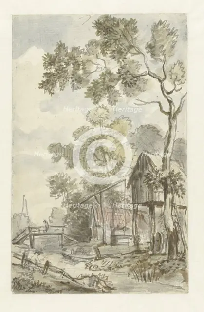 Design for wallpaper painting with a Dutch landscape, c.1752-c.1819. Creator: Juriaan Andriessen.