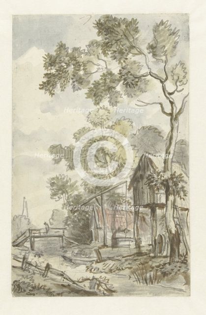 Design for wallpaper painting with a Dutch landscape, c.1752-c.1819. Creator: Juriaan Andriessen.
