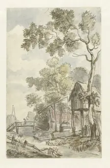 Design for wallpaper painting with a Dutch landscape, c.1752-c.1819. Creator: Juriaan Andriessen