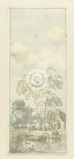 Design for wallpaper painting with a Dutch landscape, c.1752-c.1819. Creator: Juriaan Andriessen.